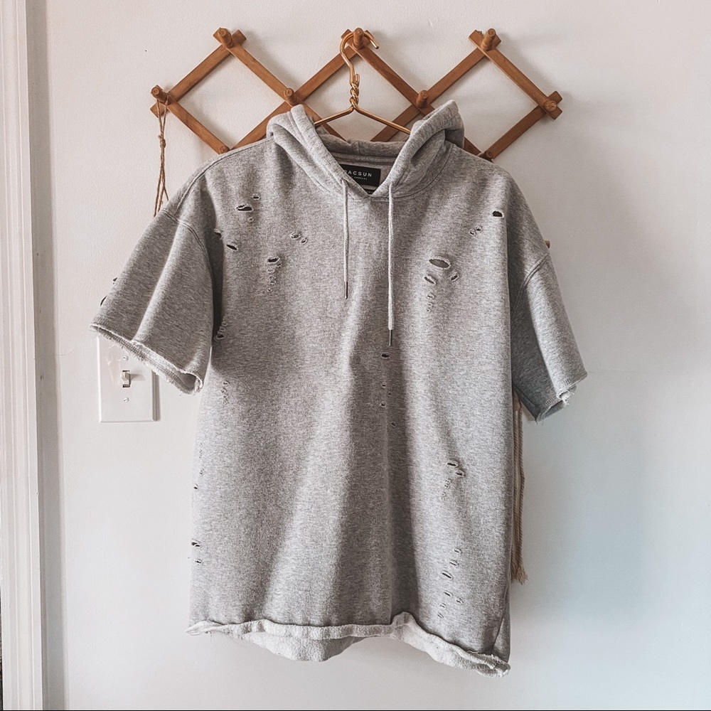 pacsun ripped short sleeve hoodie